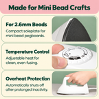熨斗-PixieDots Mini Iron (White) - Precision Fusing Tool for 2.6mm Fuse Beads | Fuse Beads Iron for Mini Iron Beads Craft