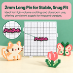 小板*4-PixieDots 52x52 Pixel Pegboard PRO 4-Pack – Interlocking 2.6mm Fuse Bead Boards with Engraved Gridlines & Long 2mm Pins, Snap-Together Pixel Art Boards for Kids & Adults