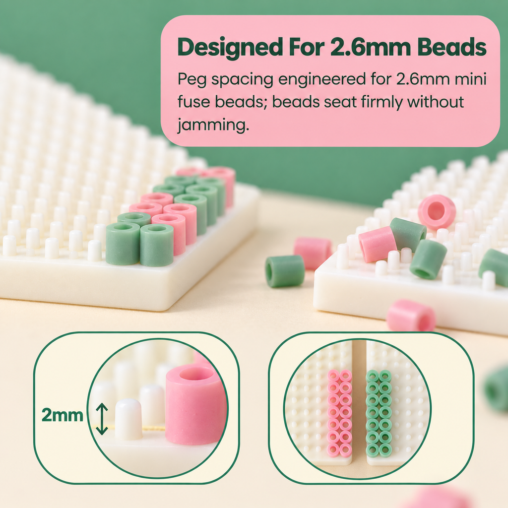 小板*4-PixieDots 52x52 Pixel Pegboard PRO 4-Pack – Interlocking 2.6mm Fuse Bead Boards with Engraved Gridlines & Long 2mm Pins, Snap-Together Pixel Art Boards for Kids & Adults