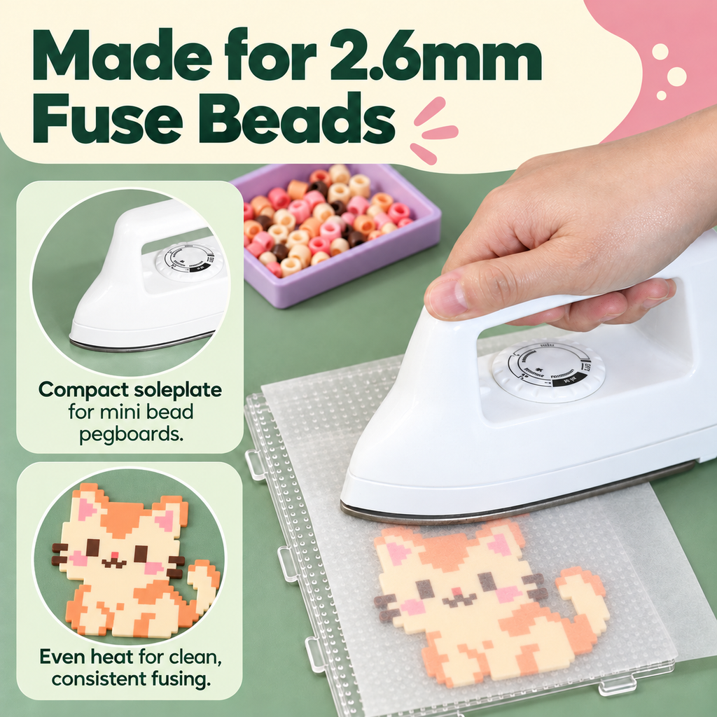 熨斗-PixieDots Mini Iron (White) - Precision Fusing Tool for 2.6mm Fuse Beads | Fuse Beads Iron for Mini Iron Beads Craft