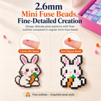 PixieCraft 48,000 pcs 2.6mm Fuse Beads Kit, 48 Colors PixieBeads 79 pcs Full Set with Storage Box, Pegboards, Tweezers, Trays, Bead Pen, Ironing Mats, Pixel Art Craft Kits for Adults, Teens，perfect gift