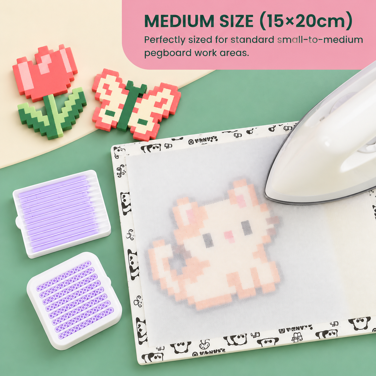 烘焙布PixieCraft Iron Mat - Reusable Non-Stick Ironing Sheets for 2.6mm Fuse Beads