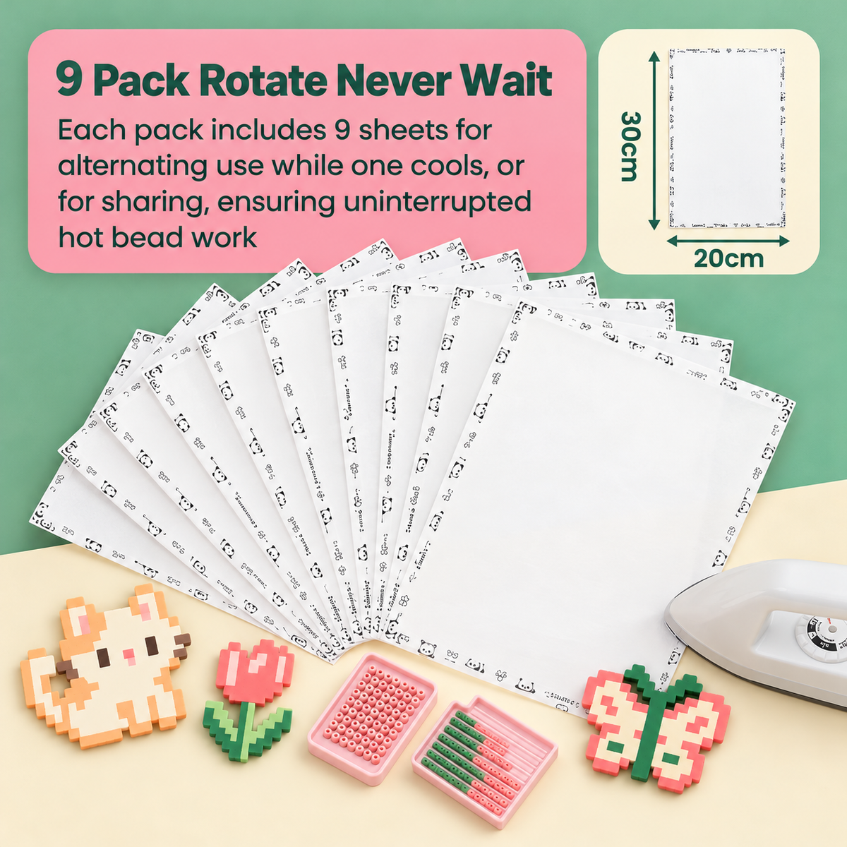 烘焙布PixieCraft Iron Mat - Reusable Non-Stick Ironing Sheets for 2.6mm Fuse Beads