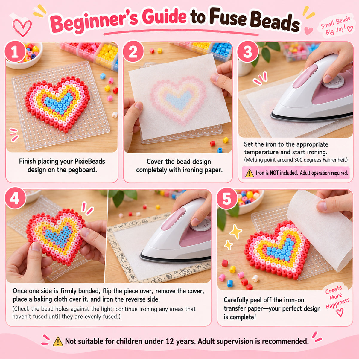 PixieDots 72,000 pcs 2.6mm Fuse Beads Kit, 72 Colors PixieBeads 103 pcs Full Set with Storage Box, Pegboards, Tweezers, Trays, Bead Pen, Ironing Mats, Pixel Art Craft Kits for Adults, Teens