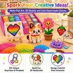 PixieDots 221 Colors 2.6mm Fuse Beads Ultimate Creative  Kit,  273 pcs Full Set with Storage Bag, Pixel Art Craft Kits for Adults, Teens, Holiday Gifts