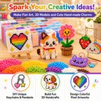 PixieCraft 48,000 pcs 2.6mm Fuse Beads Kit, 48 Colors PixieBeads 79 pcs Full Set with Storage Box, Pegboards, Tweezers, Trays, Bead Pen, Ironing Mats, Pixel Art Craft Kits for Adults, Teens，perfect gift