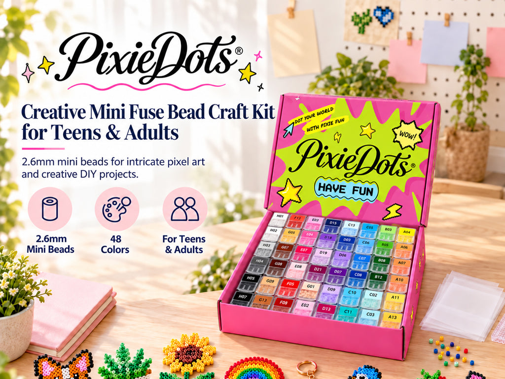案例--PixieDot 5000 pcs  Emergency Refill Beads 2.6mm Fuse Beads, PixieBeads Single-Color Bulk Refill Melty Beads, Mini Fuse Beads for Pixel Art