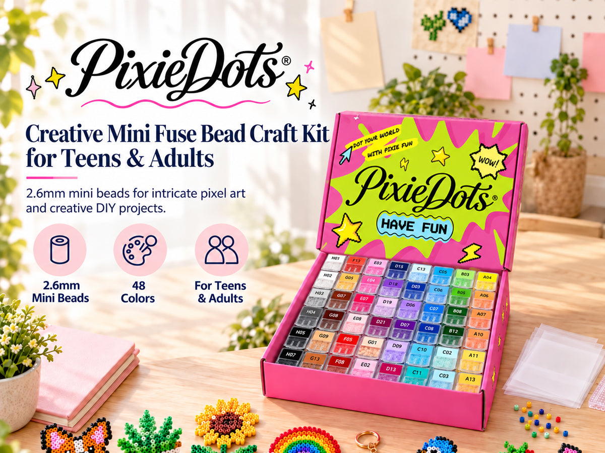 案例--PixieDot 5000 pcs  Emergency Refill Beads 2.6mm Fuse Beads, PixieBeads Single-Color Bulk Refill Melty Beads, Mini Fuse Beads for Pixel Art