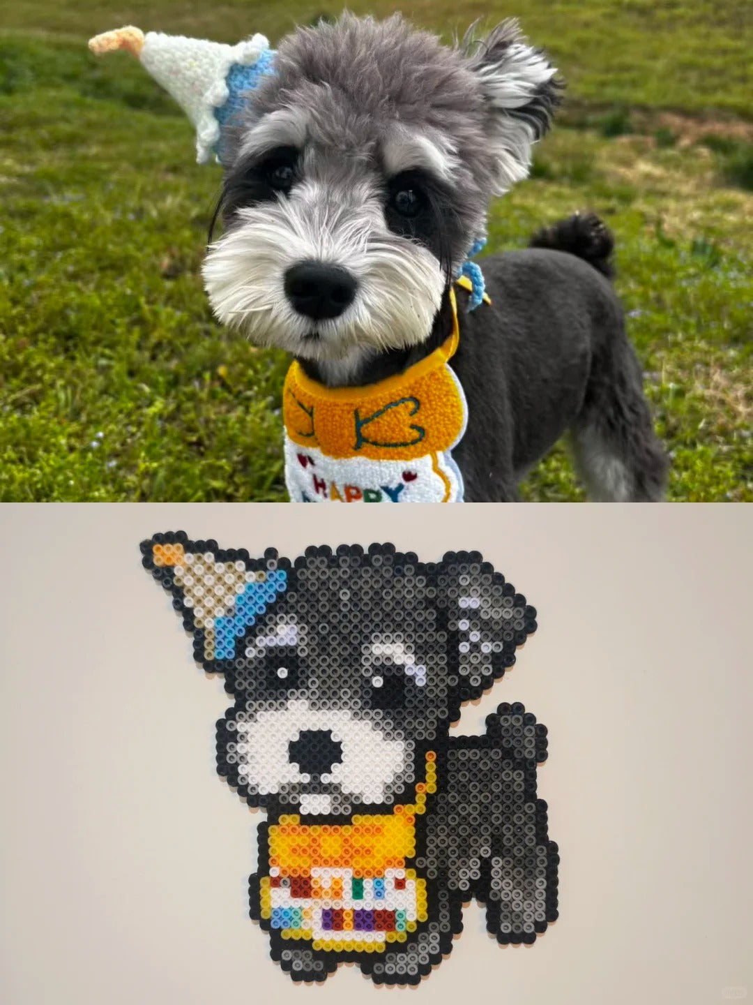 Custom Fuse Bead Portrait - Personalized Handmade Pixel Art from Your Photo (Free Keychain Included)