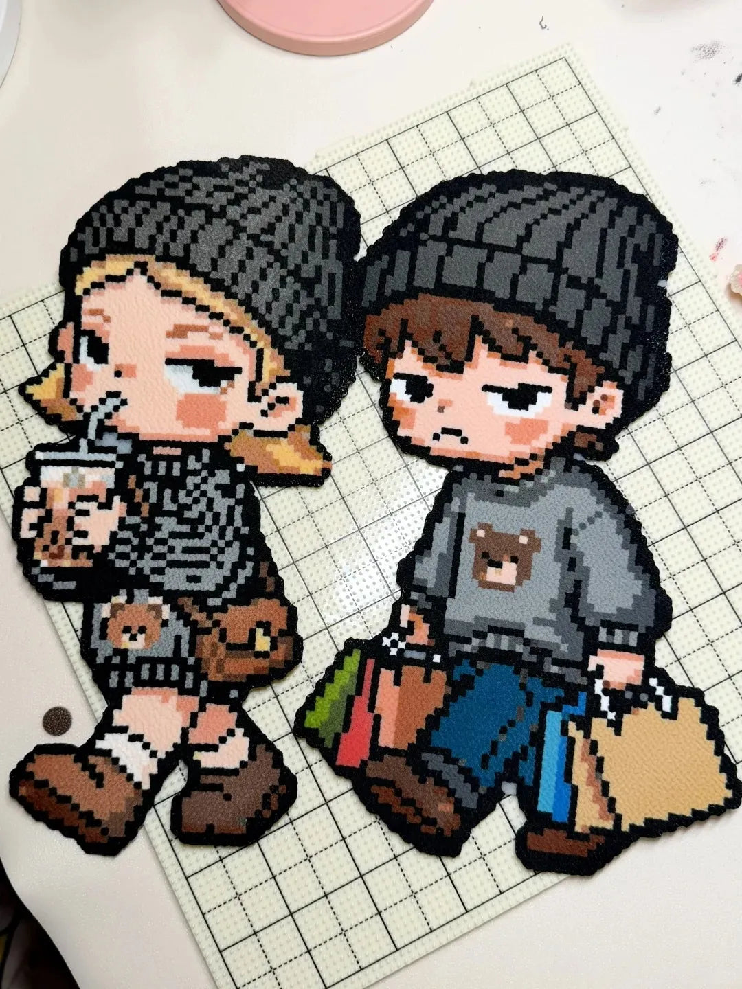 Custom Fuse Bead Portrait - Personalized Handmade Pixel Art from Your Photo (Free Keychain Included)
