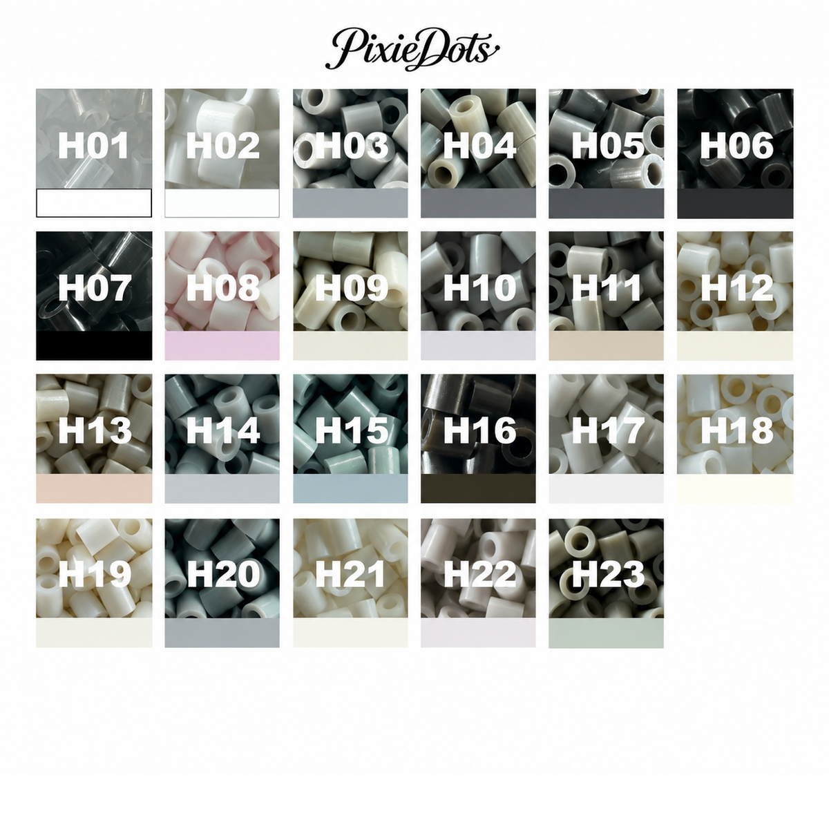 PixieDots Pure Pixels 1000ct Refill - Palette H (Neutral Basics) 2.6mm Mini Fuse Beads | Fusible Beads Refill for Craft
