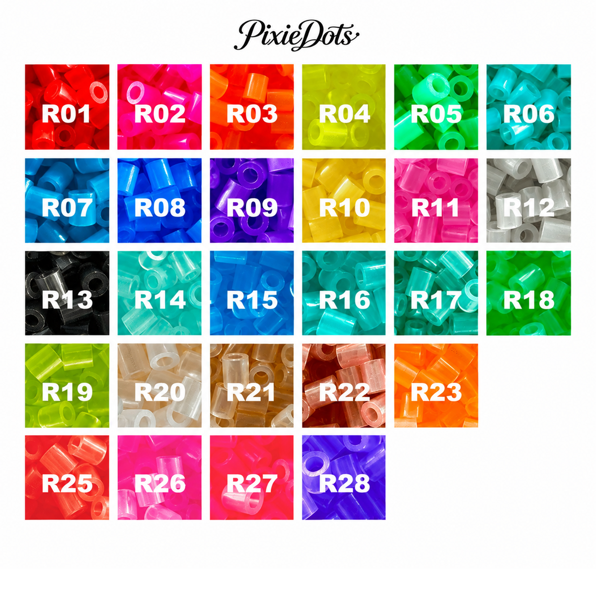 PixieDots Pure Pixels 1000ct Refill - Palette R (Transparent) 2.6mm Mini Fuse Beads | Fusible Beads Refill for Craft